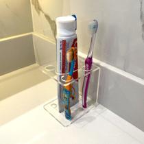 Porta Escova e Pasta de Dentes para Banheiro de Acrílico Transparente