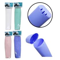Porta escova / estojo dental de plastico oval com tampa colors 22x7cm - IN BRASIL