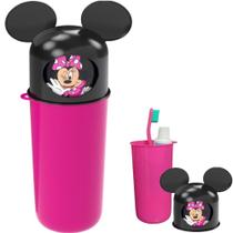 Porta Escova Infantil Minnie Orelhas Estojo Dental Case
