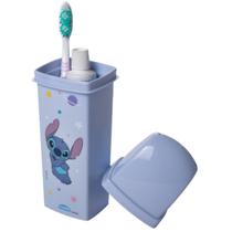 Porta Escova Pasta De Dente Dental Case Multiuso 290ml Stitch Azul Plasútil