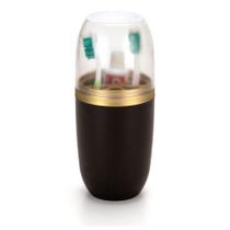 Porta Escova Pasta Dente Preto Com Tampa Transparente Arthi
