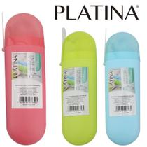 Porta Escova Plastico Oval Tampa + Alca Platina Colors 20X6