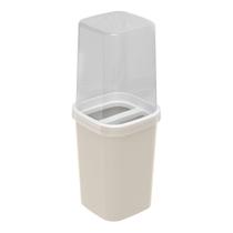 Porta Escova Plasútil com Tampa Fosco Bege