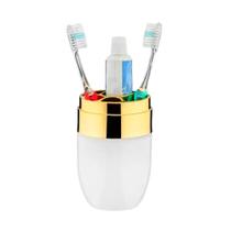Porta escovas de dentes acquaset dourado com branco - Forma