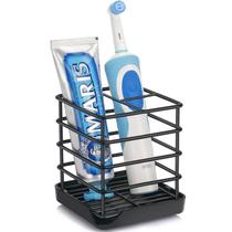 Porta-escovas de dentes Chintu em aço inoxidável para banheiro preto Porta-escovas de dentes Chintu em aço inoxidável para banheiro preto