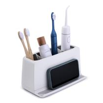 Porta-escovas de dentes YouCopia The Ledge, vaidade de banheiro de 3 slots Porta-escovas de dentes YouCopia The Ledge, vaidade de banheiro de 3 slots