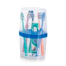 Porta Escovas e Creme Dental com Tampa Protetora em Plástico
