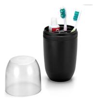 Porta Escovas Pasta Creme De Dente Preto Com Tampa Arthi