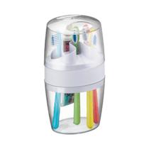 Porta escovas pasta de dente acrílico transparente com tampa - ARTHI