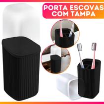 Porta Escovas Pasta De Dente Com Tampa Translúcida quadrado Banheiro Lavabo