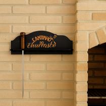 Porta Espetos de Churrasco MDF Parede 40x14cm Suporte Organizador Churrasqueira Preto