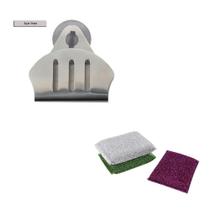 Porta Esponja De Inox Ventosa Concha E 3 Esponjas Anti Risco Porta Esponja De Inox Ventosa Concha E 3 Esponjas Anti Risco