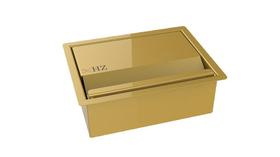 Porta Esponja Inox Com Dourado Tampa Embutir Granito 19,8cm Porta Esponja Inox Com Dourado Tampa Embutir Granito 19,8cm