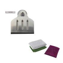 Porta Esponja Inox Ventosa Redondo E 3 Esponjas Anti Risco Porta Esponja Inox Ventosa Redondo E 3 Esponjas Anti Risco