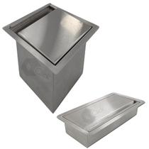 Porta Esponja Suporte p/ Pias E Cubas Inox Com Ventosa + Lixeira escovada Embutir 7L Gourmet