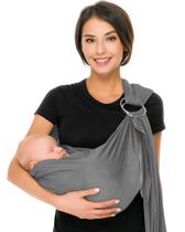 Porta-estilingue para bebês Cuby, leve, respirável, de malha cinza