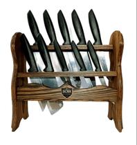 Porta Facas Cepo de Balcão em Madeira Maciça Organizadores de Cozinha Porta Facas Cepo de Balcão em Madeira Maciça Organizadores de Cozinha