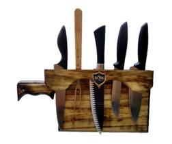 Porta Facas em Madeira Maciça de Parede cor: Carvalho Porta Facas em Madeira Maciça de Parede cor: Carvalho