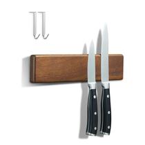 Porta-facas magnético ENOKING 25 cm de madeira de acácia com 2 ganchos Porta-facas magnético ENOKING 25 cm de madeira de acácia com 2 ganchos