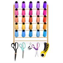 Porta Fio de Madeira 25 Cones Suporte Organizador de Tesoura Porta Fio de Madeira 25 Cones Suporte Organizador de Tesoura