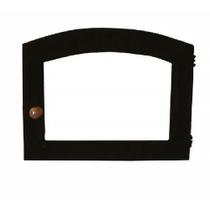 Porta Forno Ferro Fundido Vidro Batoque Madeira 53x41cm