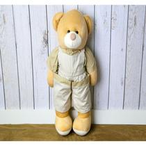 Porta fralda urso 65 cm - macação xadrez