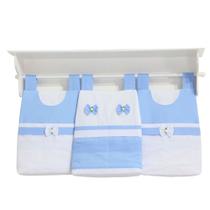 Porta Fraldas de Varão Azul com Branco 03 Peças - Happy Baby