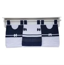 Porta Fraldas de Varão Azul Marinho com Branco 03 Peças