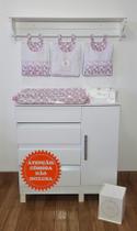 Porta Fraldas de Varão e Trocador Anatômico Ursa Princesa 4 Peças - PolyBaby