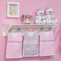 Porta Fraldas de Varão Imperiale Rosa 03 Peças - Coleção Conforto