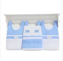 Porta Fraldas de Varão para Quarto de Bebê Azul com Branco 03 Peças - Coleção Sensação
