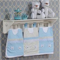 Porta Fraldas de Varão para Quarto de Bebê King Azul 03 Peças- Coleção Conforto