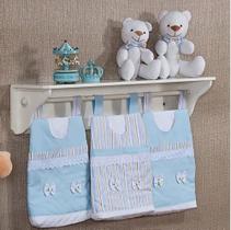 Porta Fraldas De Varão Para Quarto De Bebê Toys Azul 03 Peças - Coleção Conforto