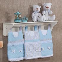 Porta Fraldas De Varão Para Quarto De Bebê Toys Azul 03 Peças - Coleção Conforto