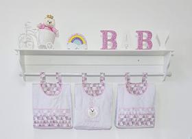 Porta Fraldas de Varão Porta Treco 3 Peças Ursa Princesa - PolyBaby