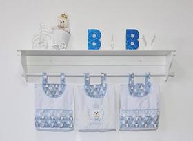 Porta Fraldas De Varão Porta Treco 3 Peças Urso Príncipe Azul Bebe - PolyBaby Porta Fraldas De Varão Porta Treco 3 Peças Urso Príncipe Azul Bebe - PolyBaby