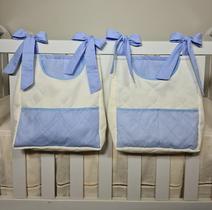 Porta Fraldas Para Berço Porta Treco 2 Peças Azul Bebê com Palha Porta Fraldas Para Berço Porta Treco 2 Peças Azul Bebê com Palha