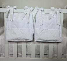 Porta Fraldas Para Berço Porta Treco 2 Peças Branco Porta Fraldas Para Berço Porta Treco 2 Peças Branco
