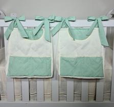 Porta Fraldas Para Berço Porta Treco 2 Peças Verde com Palha Porta Fraldas Para Berço Porta Treco 2 Peças Verde com Palha