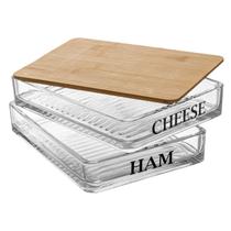 Porta frio 20cm de vidro com tampa de Bambu Basic Wolff -21317
