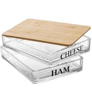 Porta Frios 18x15x8cm Com Tampa De Bambu Basic Vidro