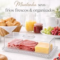 Porta Frios Acrílico Transparente Com Tampa Para Queijo Presunto Mesa Posta Porta Frios Acrílico Transparente Com Tampa Para Queijo Presunto Mesa Posta