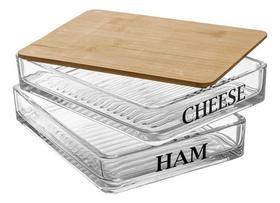 PORTA FRIOS COM TAMPA DE BAMBU BASIC 20CM X 15CM X 8CM VIDRO Wolff