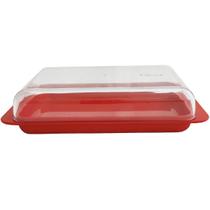 Porta Frios Com Tampa Queijeira Pote Para Queijo Presunto Cozinha Vermelho