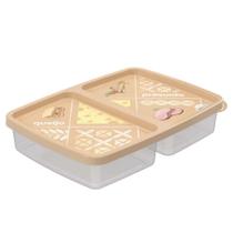 Porta frios decorado retangular 2 divisórias bege Plasutil ref. 8696 Porta frios decorado retangular 2 divisórias bege Plasutil ref. 8696