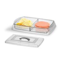 Porta Frios Duplo Acrílico Crytal 28x20x05Cm Diamante Niquelart Porta Frios Duplo Acrílico Crytal 28x20x05Cm Diamante Niquelart