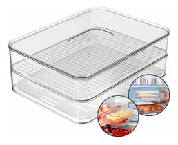 Porta Frios Duplo Clean Fresh Transparente Queijo Presunto