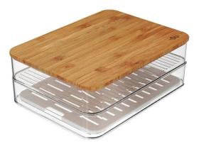 Porta Frios Duplo Com Tampa De Bambu Natural Ou