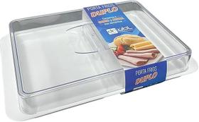 Porta Frios Duplo com Tampa Transparente Conserva Geladeira Frescor