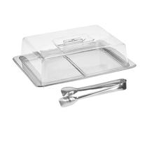 Porta Frios Duplo Em Aço Inox E Tampa Acrílica - James F